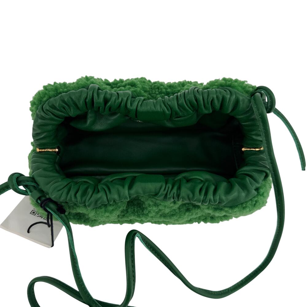 MANSUR GAVRIEL Mini Cloud Clutch Bag in Emerald Shearling - Picture 9 of 13